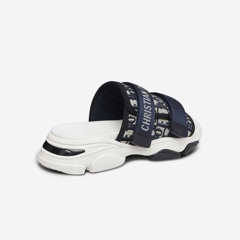 Dior D-Wander Slides Women Oblique Technical Fabric Blue - Image 3
