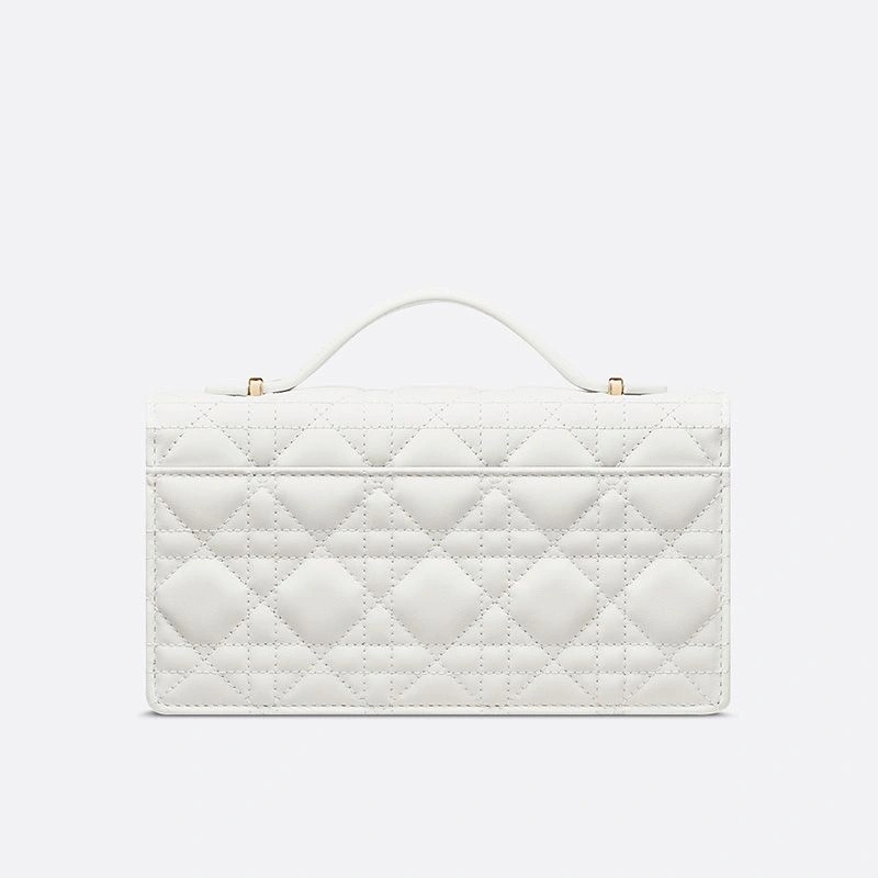 Mini Miss Dior Top Handle Bag Cannage Lambskin White - Image 3